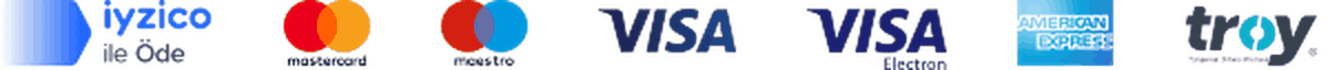 iyzico ile öde — Mastercard, Maestro, Visa, Visa Electron, American Express, Troy